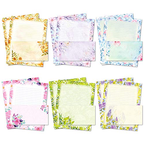 Stationary Paper and Envelopes Set, 48 Pack Stationary Paper Set with 48 Sheets Letter Writing Paper and 24 Sealed Envelopes