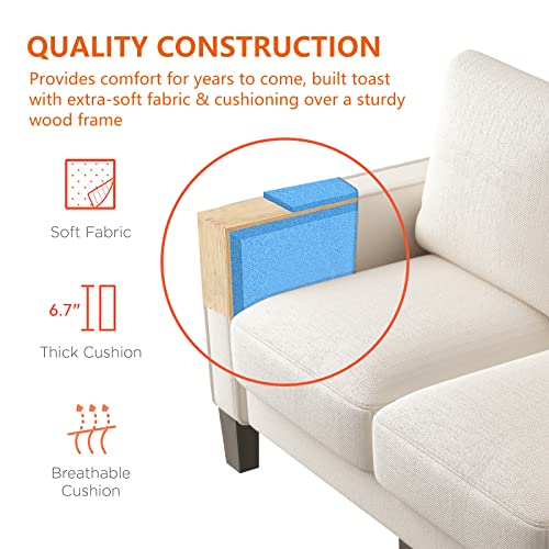 Kevinplus Sectional Sofa Couch For Living Room, Modern Linen Upholstered Sofa Couch Furniture With Storage Box For Home Office (3-Seat, Beige) #TOP6