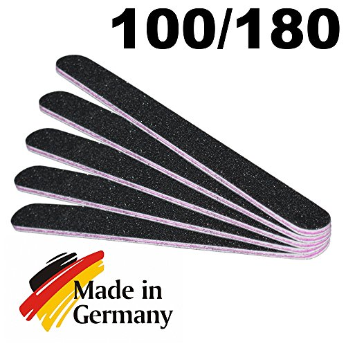 Profi Nagelfeile Schwarz 100/180 Kernfarbe pink/rot - 5er Pack – Bild 3