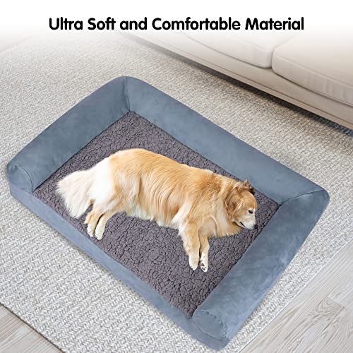 Baobote Soft Faux Fur And Suede Orthopedic Dog Bed,Sponge Foam U-Shaped Chaise Pet Couch Bed For Small, Medium And Large Dogs (L Sea Blue) #TOP3