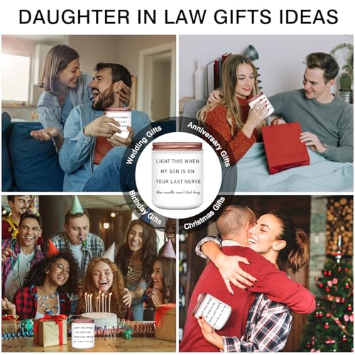Homsolver Daughter in Law Candles Gifts, Birthday Christmas Anniversary Wedding Bridal Shower Gifts for Daughter from Mother Father in Law, Funny Lavender Scented Candles