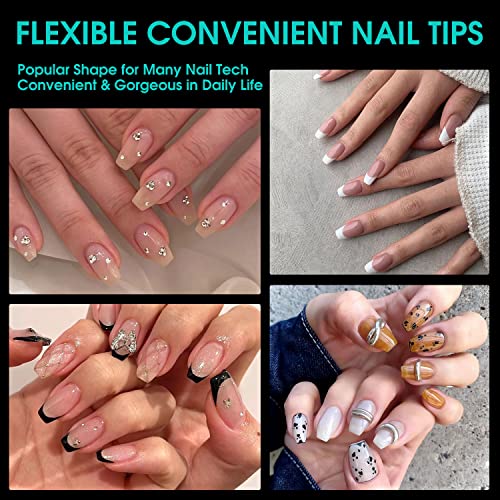 Short Coffin Soft Gel Nail Tips, Bornbyme 240 Pcs Pre Buff Full Cover Shaped Nail Extenison Tips Half Matte Gel X Nail Tips Acrylic False Nail Tips #TOP1