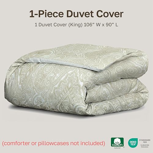 California Design Den King Size Comforter Cover, Paisley Beige Print by California Design Den - Image 5