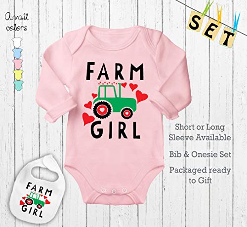 Farm Girl -Cute Country Funny Shirt Newborn Baby Bodysuit Outfit Onesie & Bib3