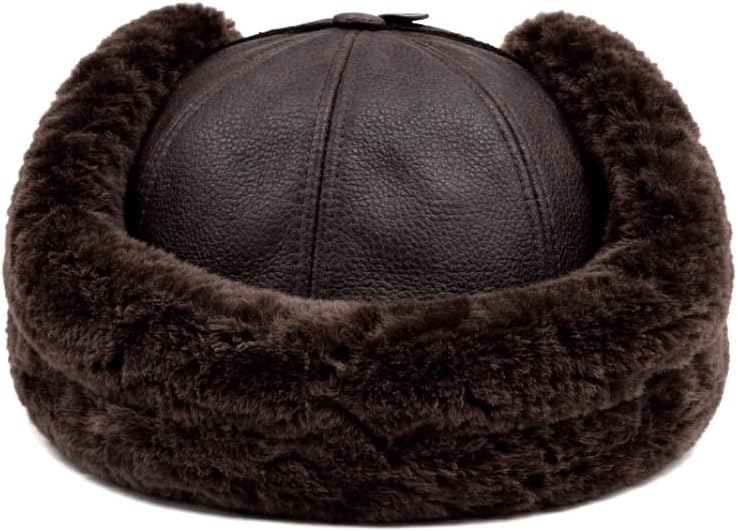 Handmade Sheepskin Leather Trapper Hat – Aviator Cap with Fur Lined Ear Flaps, Shearling Russian Ushanka Winter Hat - Image 4