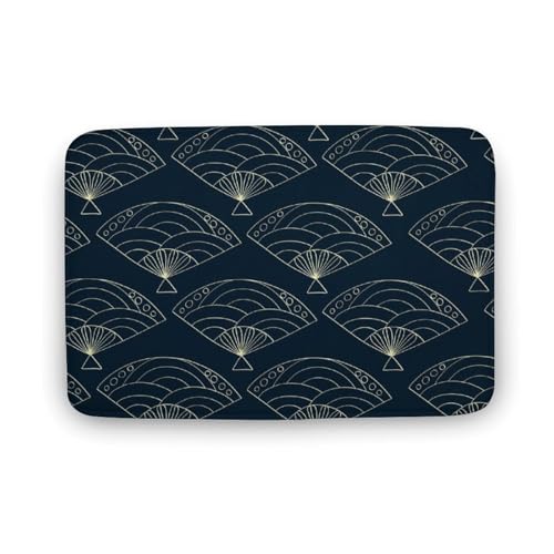 玄関マット室内 和風 扇子 黒い背景 泥落としマット 滑り止め 40x60cm 大判 カーペット 耐摩耗性 吸水 ドアマット バスマット ふわふわ 柔らか 洗える 抗菌防臭 足拭きマット 廊下 洗面所 掃除 ラグマット オールシーズン適用 水洗い お手入れ