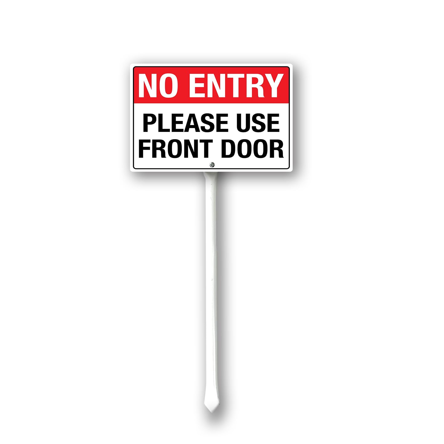Geroclonup No Entry Please Use Front Door Yard Sign with Stakes 12in×8in, Sturdy Aluminum Yard Signs Rust Free, Notice and Reminder to the Public Perfect for Habitat Enhancement Areas and Parks