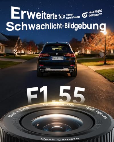 70mai Dashcam A900 4K+4K,  Dashcam Auto Vorne Hinten mit Dual HDR, WiFi 6 – Ansicht 3