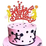 Cheerleader Birthday Party Decoration Gymnast Girl Cake for Sport Decorations Happy Topper Cheerleading Game Cheer Dance Gymnastics Supplies Decors Cheers Up Red Glitter