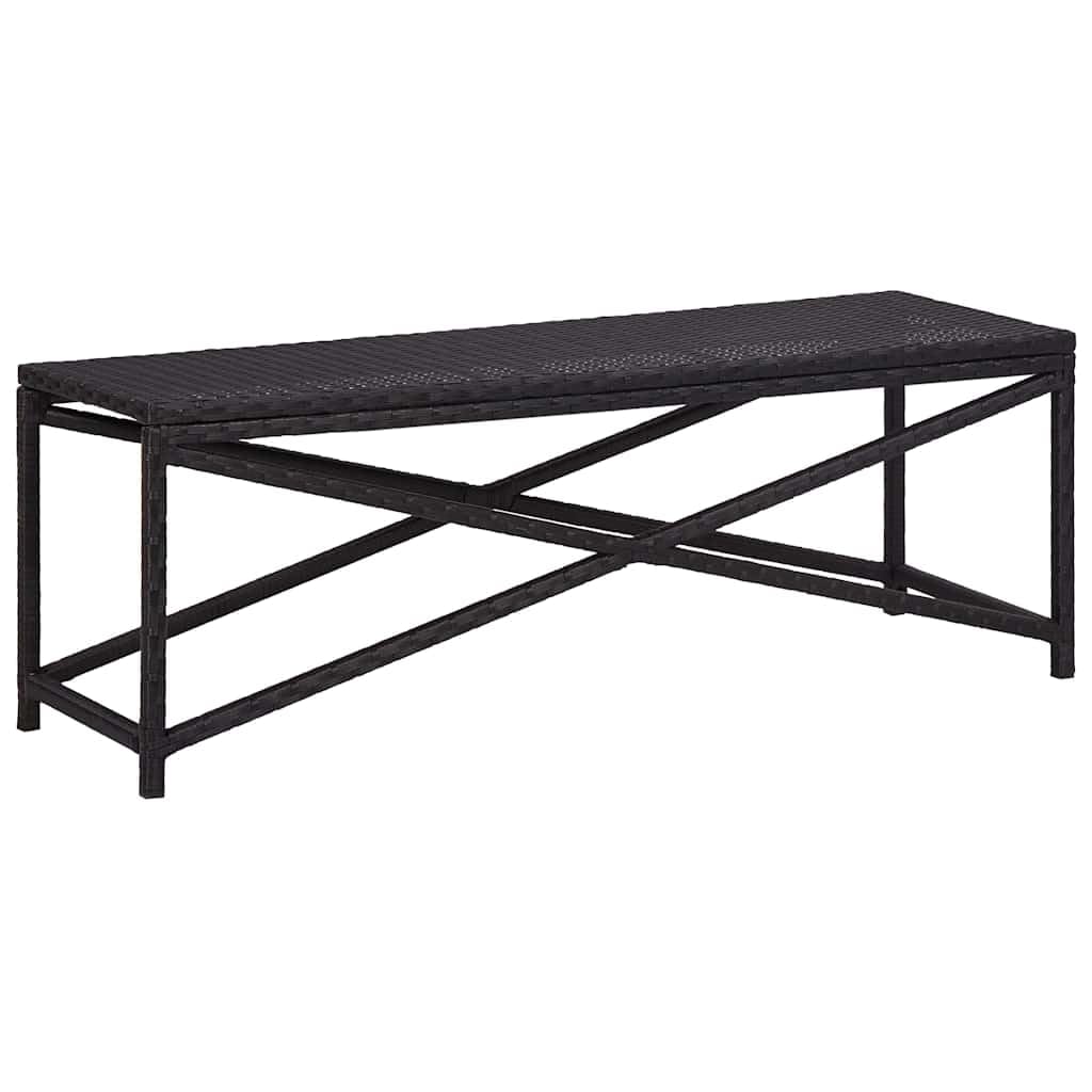 SYDE Banco de Jardín Ratán Sintético Negro 120 cm | Marco de Acero con Recubrimiento en Polvo, Resistente al Agua, Fácil de Limpiar, para Patio y Piscina