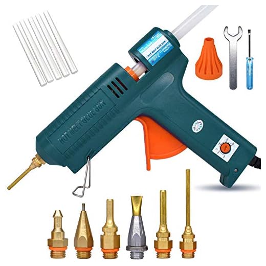 Full Size Hot Glue Gun, 150 Watts with 6 Copper Nozzles Temperature Adjustable Craft Repair Tool Professional Melting Glue Gun DIY Thermo Tool Include 5Pcs Highly Viscous Glue Sticks Luxury Set