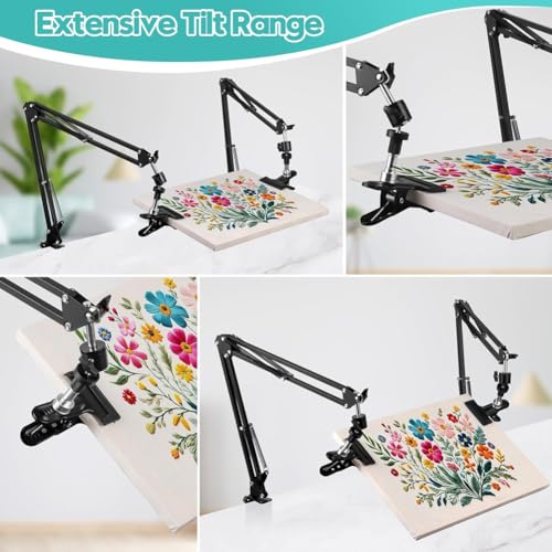 Support de cerceau de broderie main réglable et stable en métal noir