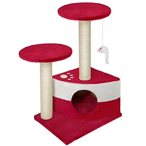 tectake® Arbre à Chat très Solide Griffoir pour Chat en sisal H71 cm, Maison pour Chat Jeux Chat...