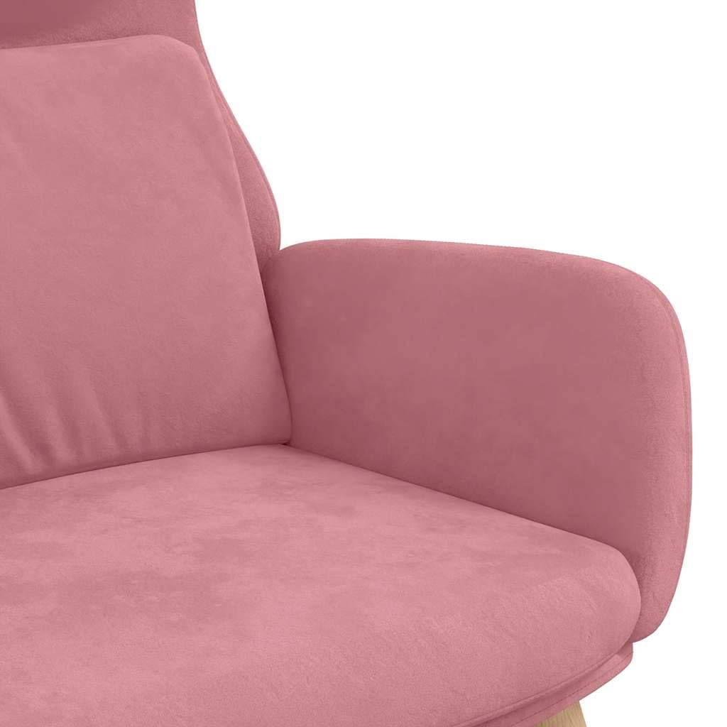 Sillón relax de terciopelo rosa, 70 x 77 x 98 cm, con patas de madera de goma, cómodo sillón lounge para salón y dormitorio, cómodo sillón de lectura con capacidad de carga de 110 kg