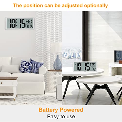 Xrexs Large Digital Wall Clock, Electronic Alarm Clocks For Bedroom Home Decor, Count Up & Down Timer, 14.17 Inch Large Lcd Screen With Time/Calendar/Temperature Display (Batteries Included) #TOP5
