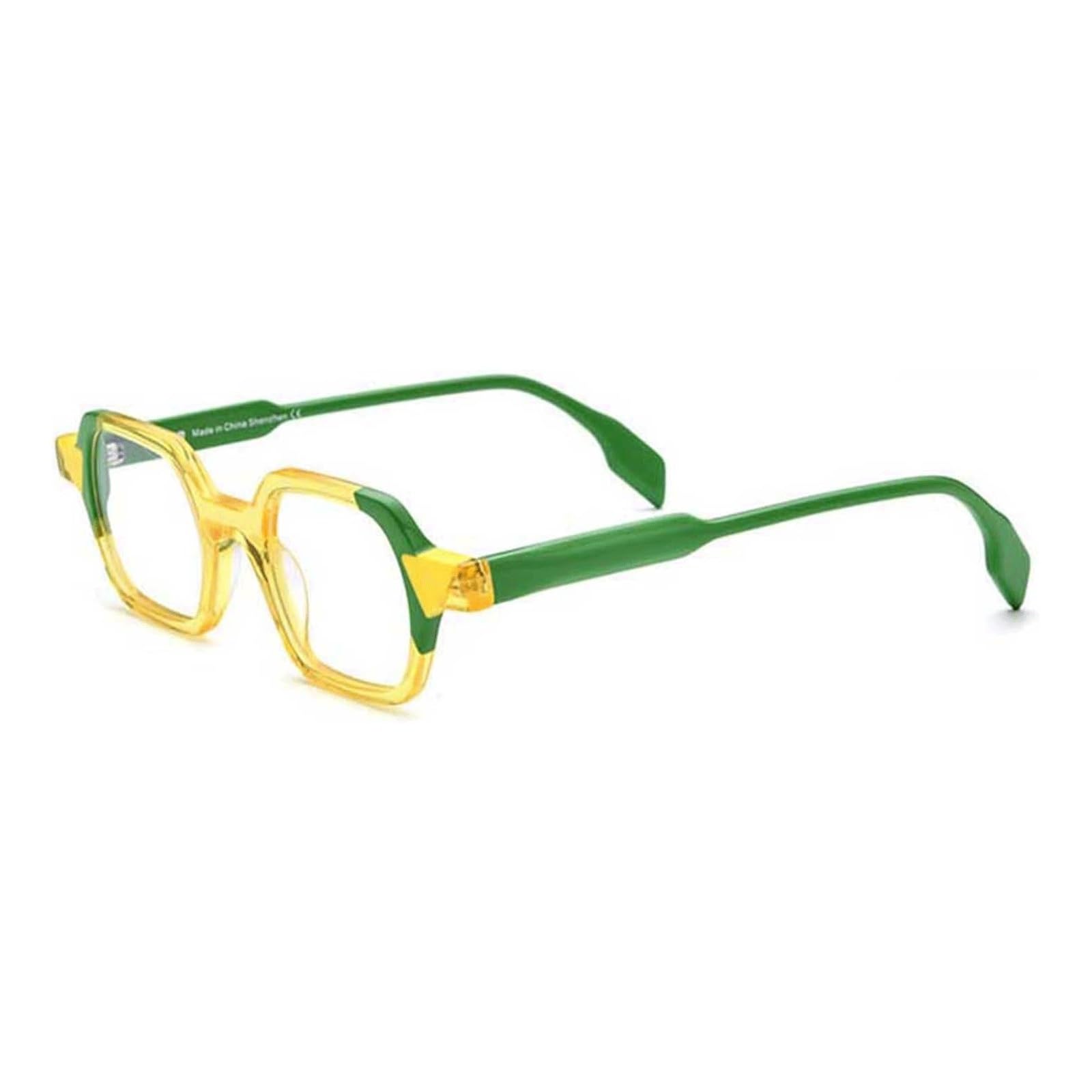 Monturas de Gafas de Moda, monturas de Acetato, monturas rectangulares con Costuras de Colores, monturas for Gafas de Viaje, Gafas Falsas for Exteriores.(Style 2)
