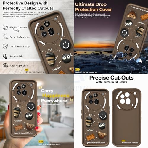 Image of AESTMO Back Case Cover for Nothing Phone 3A Pro 5G | Cute Fun Cartoon 3D Ball | Coffee Silicone Case | Full Body Protection | Camera Protection Back Cover for Nothing Phone 3A Pro 5G (Brown)