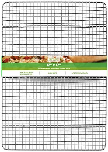 Spring Chef Cooling Rack - Baking Rack - Heavy Duty, 100% Stainless Steel, Oven Safe, 11.8 x 17 Inches Fits Half Sheet Cookie Pan