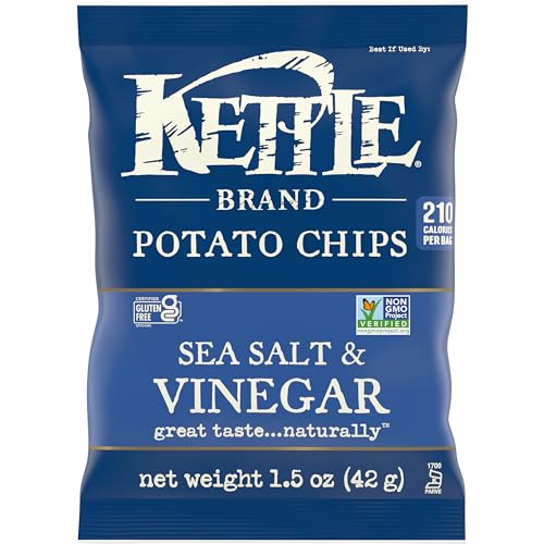 Image of Kettle Brand Potato Chips, Sea Salt & Vinegar Kettle Chips, Snack Bag, 1.5 Oz (Pack of 24)