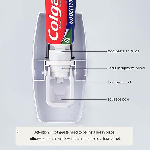 Automatic Toothbrush Dispenser Wall Mount Toothpaste Squeezer and Toothbrush Holder Set for Kids Family Bathroom Use (Black)(Black)