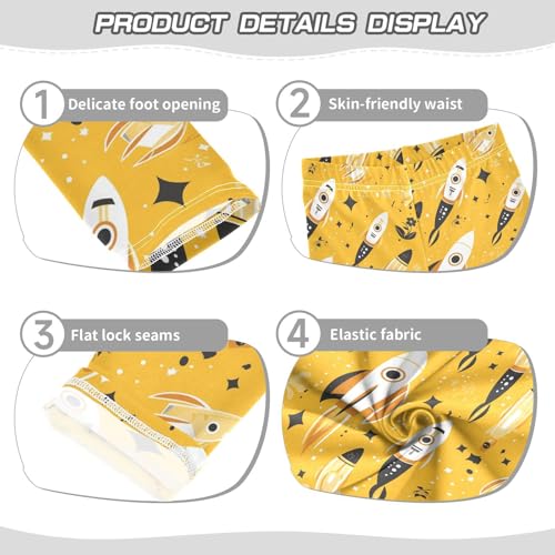 KLL Cartoon Space Pattern Rockets Toddler Girls' Leggings Fashion High Waisted Workout Pants Exercise3