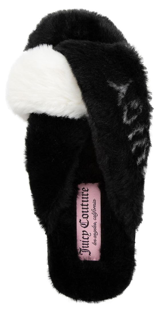 Juicy Couture Women's Slide Sandals With Faux Fur Slipper Sandals, Furry Slides, Womens Slip On Slippers