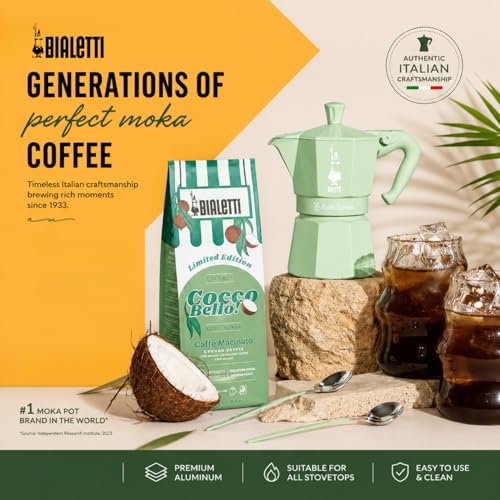 Image of Bialetti Exclusive Moka Pot, Premium Italian Stovetop Espresso Maker, Italian Made; Moka Pot /Percolator /Coffee Maker /Mocha Pot for an Authentic Italian Coffee (Green, 6 Cup)