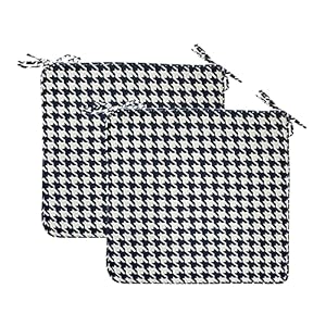 Outdoor Chair Cushions Set of 2 Patio Seat Cushions with Ties 18×18 Inch Navy Houndstooth Square Chair Pads for Outdoor Patio Furniture