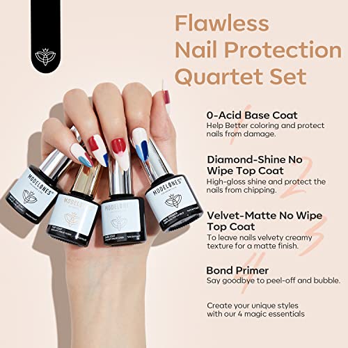 Image of Modelones Gel Polish Nail Kit, 6 Colors 7ml Popular Nude Pink Neutral Blue Glitter Nail Polish Set Nail Art LED Manicure DIY Salon Gifts