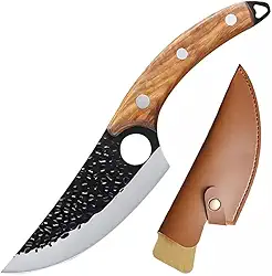 Faca Cutelo Artesanal para Churrasco, Lâmina em Aço Inox Premium, Cabo em Madeira