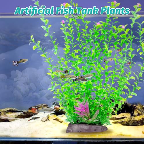 Image of Hamiledyi Aquarium Plastic Plants Aquarium Decor Artificial Fish Tank Plants,Tall Fish Tank Decorations, Extra Large Aquarium Plant 20.4-inch Tall,1PCS