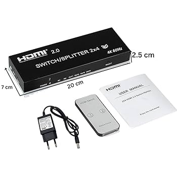Meshiv HDMI Splitter, 4K@60Hz HDMI Switch/Splitter 2 in 4