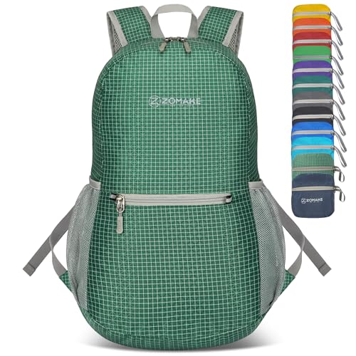 Image of ZOMAKE Ultra Lightweight Hiking Backpack 20L, Packable Small Backpacks Water Resistant Daypack for Women Men(Camouflage Green Plaid)