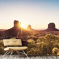 Wall Mural Sunset Sunrise Background Nature Scenery Removable Self-Adhesive Wallpaper Wall Decoration for Bedroom Living Room - 66x96 inches