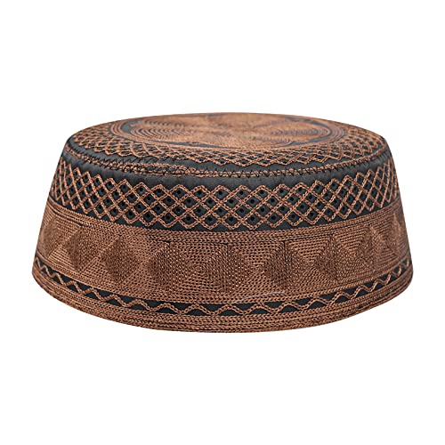 Image of Men Muslim Prayer Kufi Hat Prayer Headwear Cap Islamic Beanie Skull Cap Embroidery Kofia Topi Sun Hat