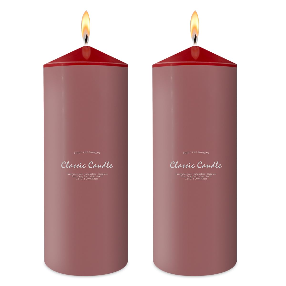 Juego de 2 velas de pilar, 3 x 8 pulgadas, velas rojas grandes sin perfume, velas altas a granel, velas decorativas para el hogar y bodas