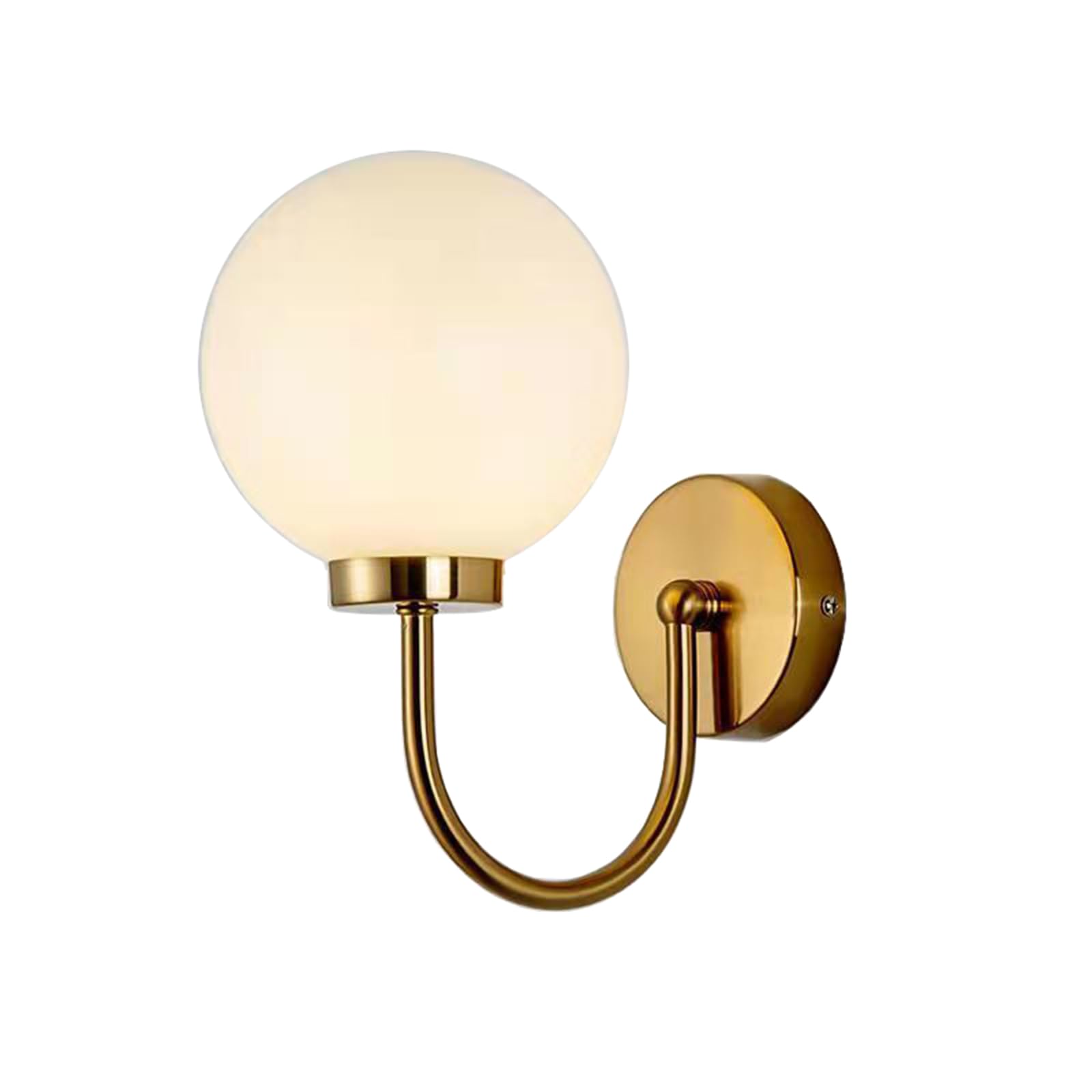 EKSED Glänzend weiße Glaskugel-Wandleuchte, 15 cm weiße Glaskugel mit goldenem Sockel, Wandleuchte im mittelalterlichen Stil für Nachttisch (Gold)