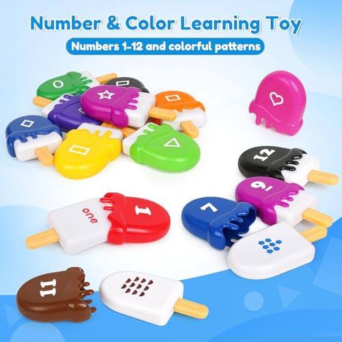 Image of USATDD Numbers Learning Toys Number Popsicles Matching Toy Learning Numbers & Patterns Preschool Learning Activities Montessori Toys for Kids