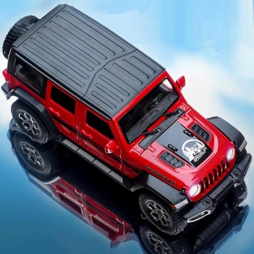 Image of Rubicon Wrangler Toy Car for Kids Collection 1:24 Scale Diecast Metal Model Car with Light Sound Pull Back Openable Door
