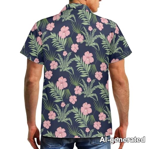 Image of Hawaii Matching Couple Outfits Husband and Wife Clothing Fashionable Mens Casual Shirts Hawaii Dress with Soft Fabric