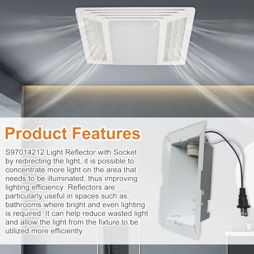seork S97014212 Bathroom Fan Light Reflector with Socket Replacement Parts Fits for Broan NuTone 763N HB80RL 678 679 655-C 679L 683L 763N HD50LNT by seork - Image 3