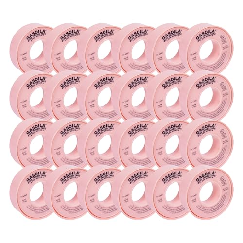 Image of Gasoila Pink PTFE Thread Seal Tape - Professional-Grade, 1 /2 Inch x 260 Inch, High-Density Thread Tape for Water Lines - Leak-Proof Seal, Non-Toxic (Pack of 24)