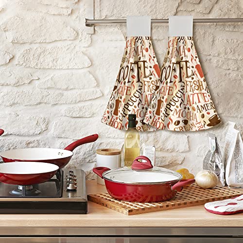 Giwawa B0BBRJNXRQ_CA NARF 2Pcs Coffee Kitchen Hanging Towel, Fresh Cafe Theme Hand Tie Towel With Loop & Hook, Coffee Cup Cafe Bean Doodle Fast Drying Dish Towels thumb #6