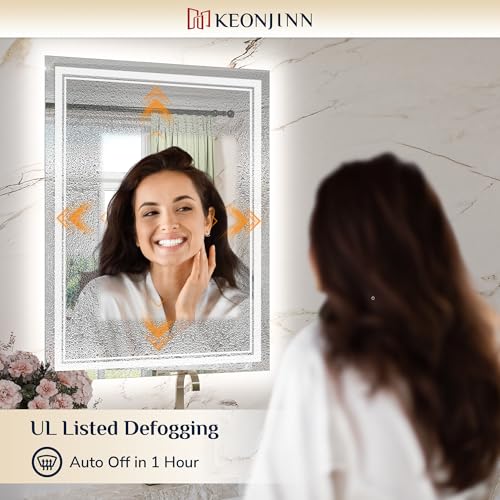 Keonjinn LED Mirror for Bathroom 24" x 36", Front & Backlit, Tempered Glass by Keonjinn - Used condition - Image 8