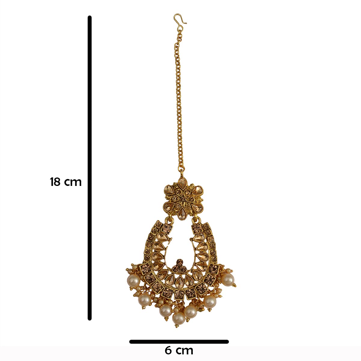 Traditional Maang Tikka with Kundan and Pearls