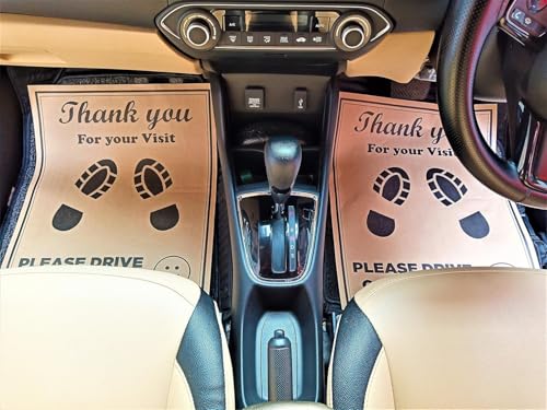 Image of Carfrill Disposable Car Paper Foot Mats Pack of 100 | Large Universal Size Brown Floor Protection Sheets | Car Interior Foot Mat Covers for Garage, Service & Cleaning Use