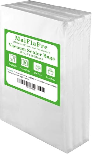 Bolsas selladoras al vacío de 100 cuartos de galón de 10 x 13 pulgadas con grado comercial, sin BPA, resistentes. Bolsas selladoras al vacío