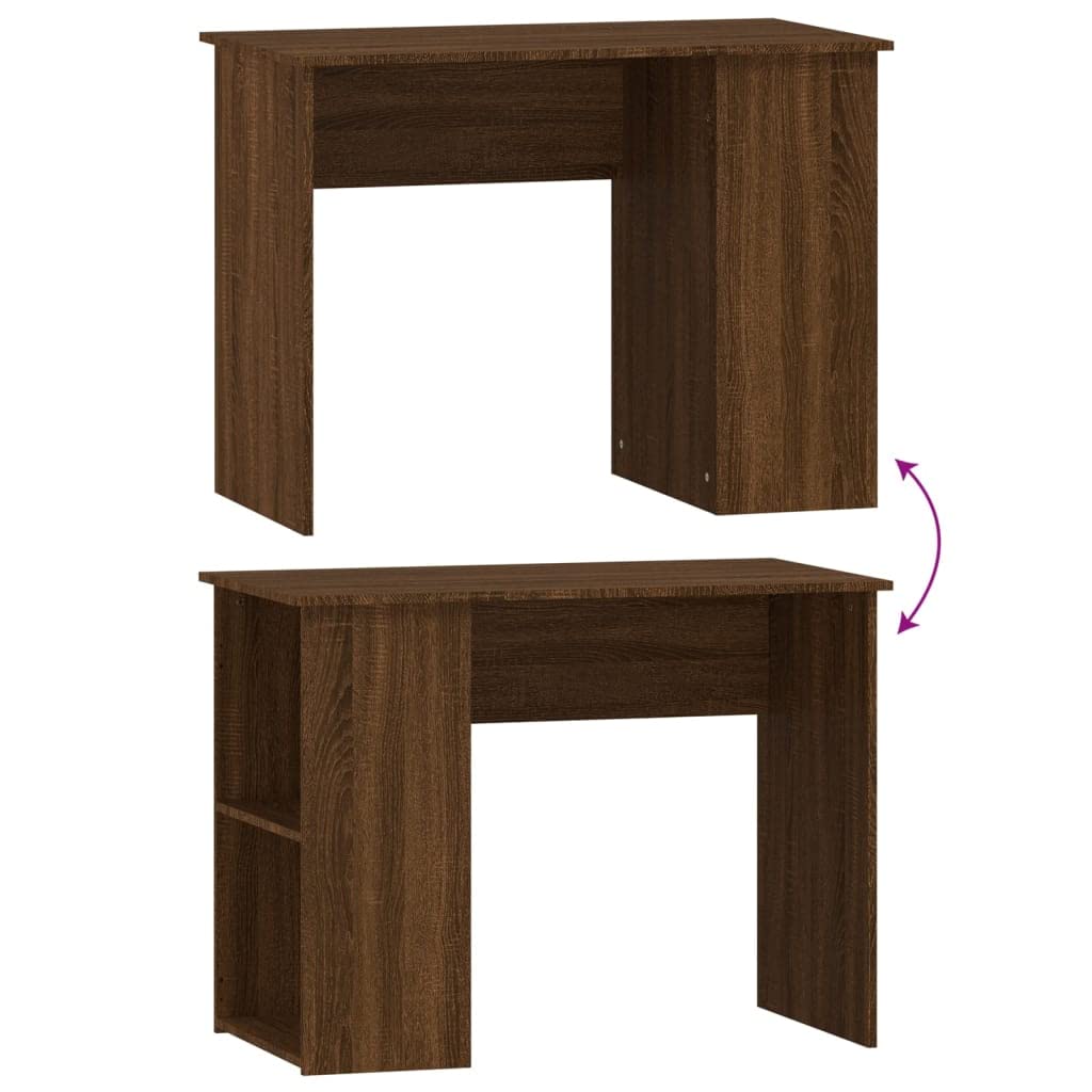 Scrivania marrone effetto rovere 100 x 55 x 75 cm, materiale in legno, moderno computer desk con 2 scomparti per casa, ufficio, giochi, cameretta dei bambini, ideale per piccoli spazi