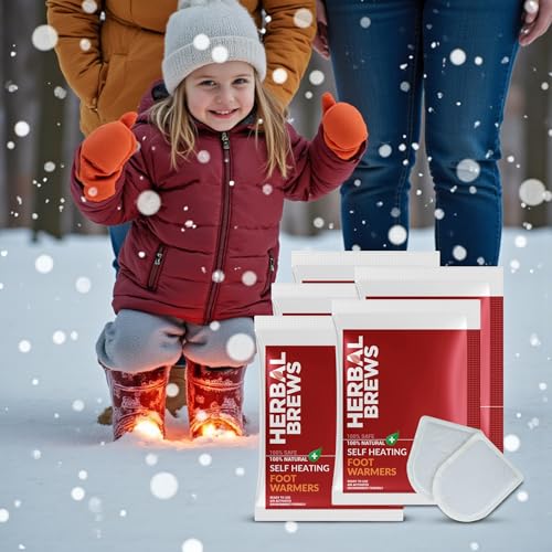 Image of Herbal Brews - Foot Warmers Heat Pouch - Self Heating Warmer - Feet Warmer Pouch, Long Lasting Natural Safe and Odorless Single Use Air Activated Heat Packs for Feet, Up to 10 Hours of Heat - 5 Pairs