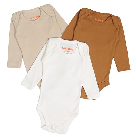 Kit 3 Body Minimalista Manga Longa Para Bebê Unissex Menina Menino Baby Greg - 100% Algodão 0 A 9 Meses